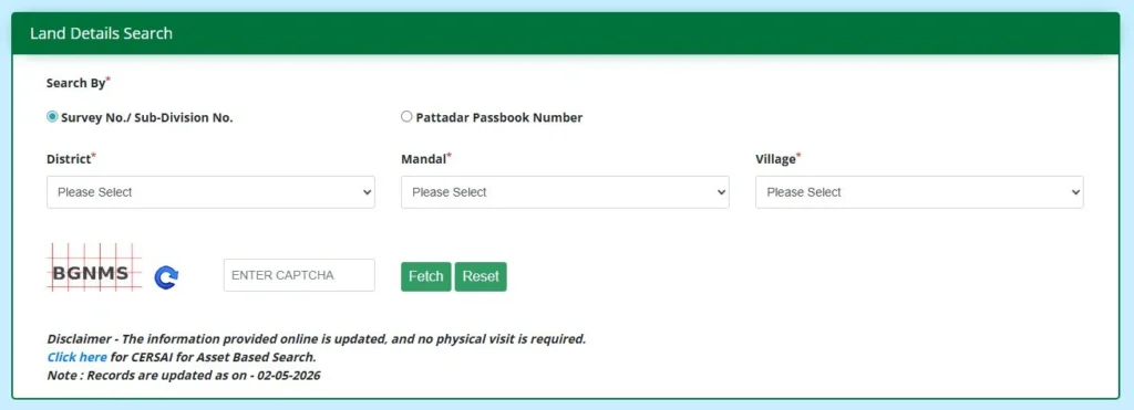 Land Details Search